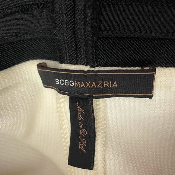 BCBG MAXAZRIA XS White Ribbed Pencil Skirt Office 2 4 Fitted Waist Sample Unique - Picture 15 of 15